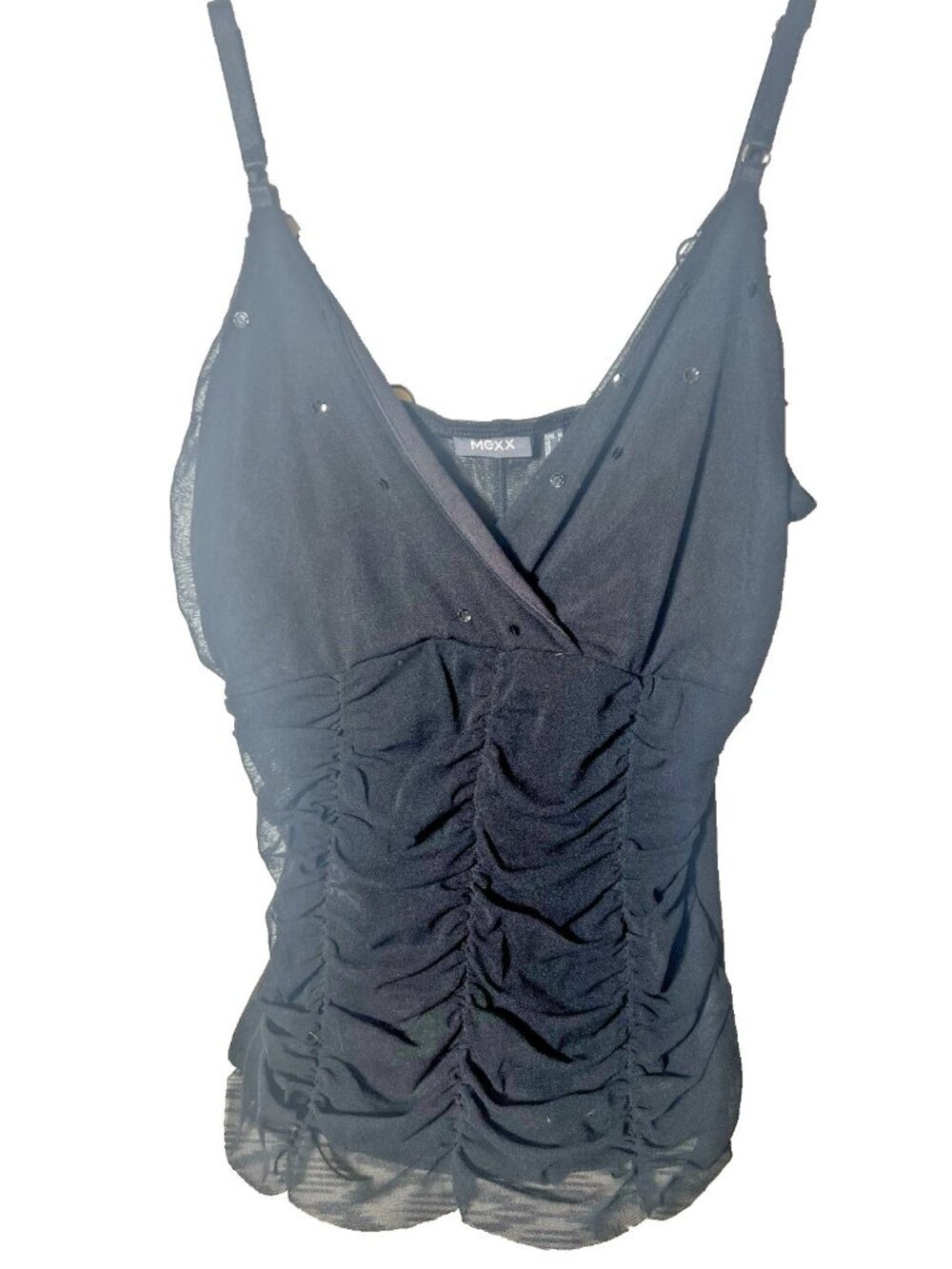 Vintage Y2K 90s Babydoll Tank Fairygoth Whimsigoth Lace Mesh Sequin Medium I